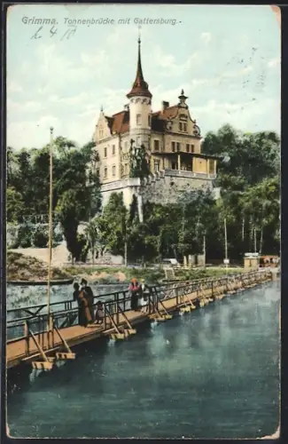 AK Grimma, Tonnenbrücke, Gattersburg