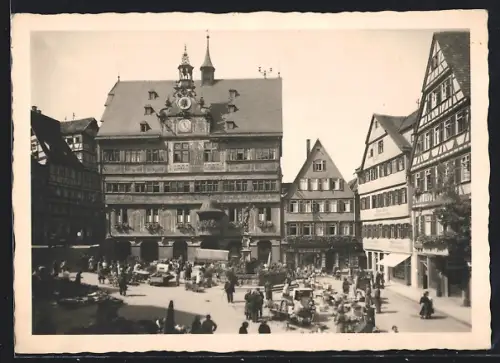 AK Tübingen am Neckar, Rathaus und Markt