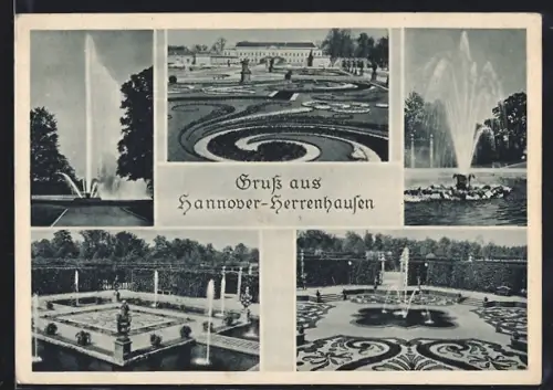 AK Hannover-Herrenhausen, Grosse Fontäne, Barockgarten, Wasserspiele