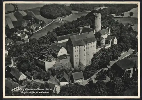 AK Gnandstein /Borna-Land, Burg Gnandstein, Fliegeraufnahme