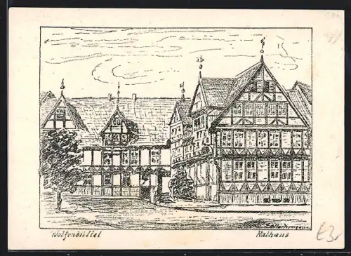 Künstler-AK Wolfenbüttel, Rathaus
