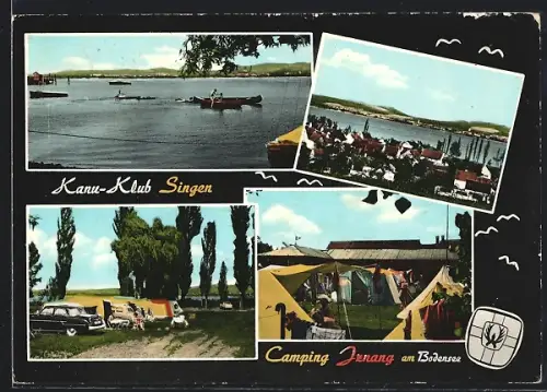 AK Iznang am Bodensee, Kanu-Klub Singen, Campingplatz, Seeansicht