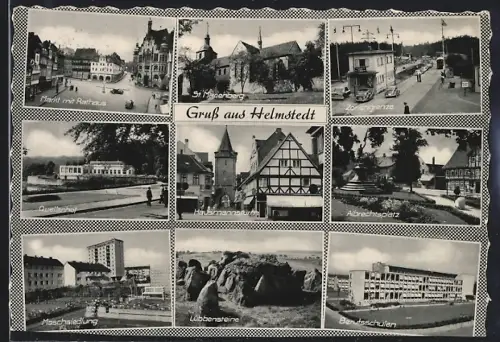 AK Helmstedt, Markt mit Rathaus, St. Marienberg, Zollgrenze, Quellental, Lübbensteine