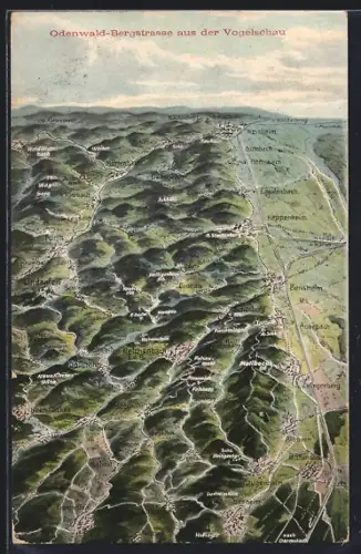 AK Reichenbach a. d. B., Odenwald-Bergstrasse aus der Vogelschau