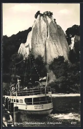 AK Stubbenkammer /Rügen, Königsstuhl, Dampfer Usedom Sellin