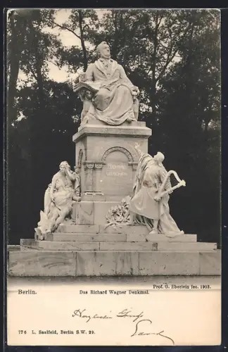 AK Berlin-Tiergarten, Richard Wagner Denkmal