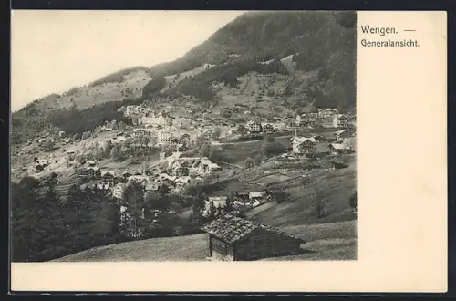 AK Wengen, Generalansicht von einer Anhöhe aus