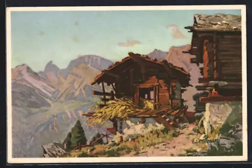 Künstler-AK Isérables, Isérables et le Muveran