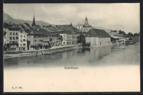 AK Solothurn, Ortsansicht vom Wasser aus