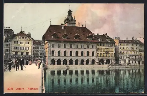 AK Luzern, Blick auf Rathaus