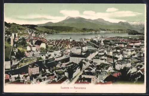 AK Luzern, Ortspanorama aus der Vogelschau