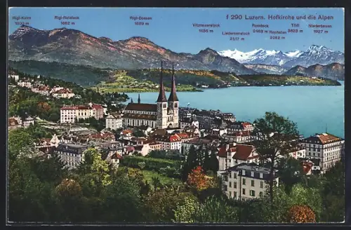 AK Luzern, Ortsansicht mit Alpen aus der Vogelschau