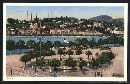 AK Luzern, Ortspartie mit Anlage an der Uferstrasse aus der Vogelschau