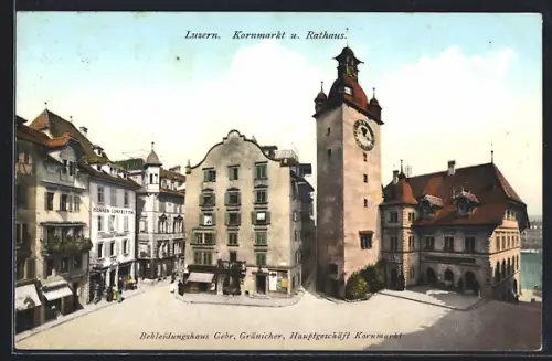 AK Luzern, Kornmarkt und Rathaus
