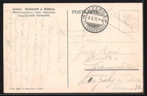 AK Luzern, Kornmarkt und Rathaus