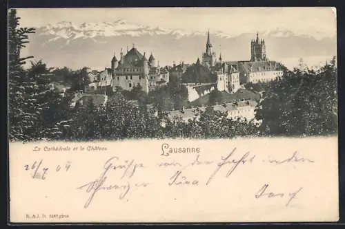 AK Lausanne, La Cathedrale et le Chateau