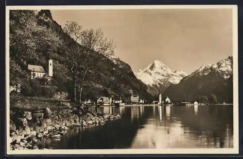 AK Flüelen, Panoramablick mit Bristenstock