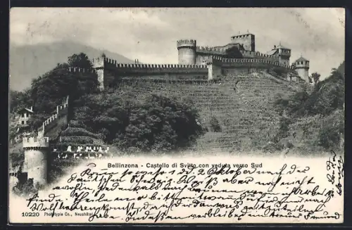 AK Bellinzona, Castello di Svitto con veduta verso Sud
