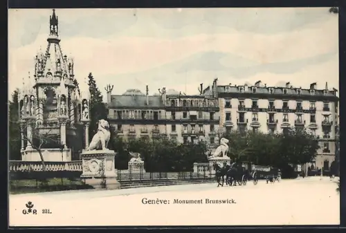 AK Genève, Monument Brunswick, Panorama