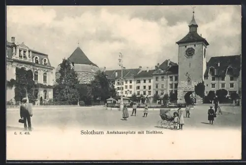 AK Solothurn, Amtshausplatz mit Bieltor