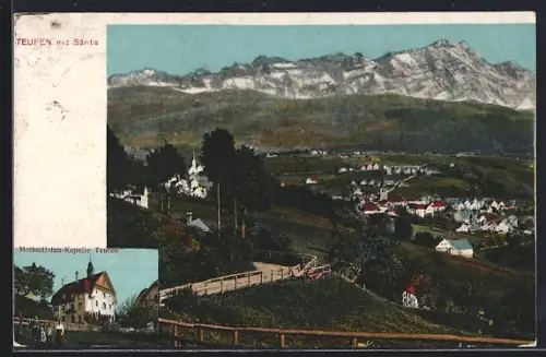 AK Teufen, Methodisten-Kapelle, Teilansicht mit Säntis