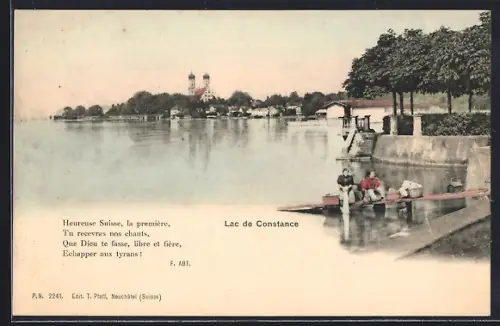 AK Konstanz, Panorama mit Kirche