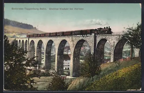 AK Herisau, Bodensee-Toggenburg-Bahn auf dem Glatthal-Viadukt