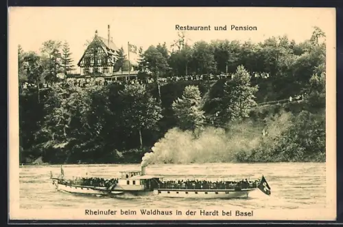 AK Birstfelden, Rheinufer beim Restaurant und Pension Waldhau