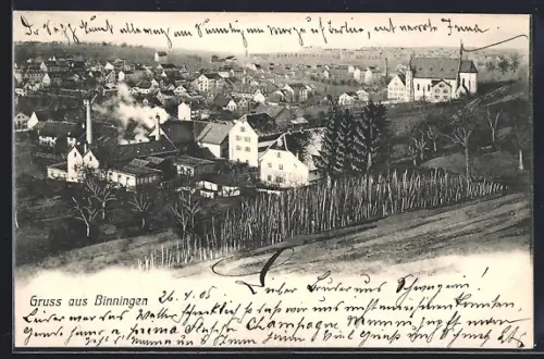 AK Binningen, Teilansicht mit Kirche