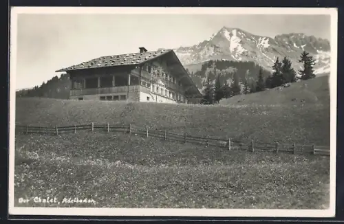 AK Adelboden, Hotel Chalet mit Bergen
