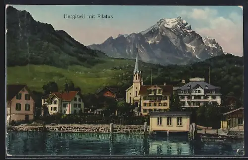 AK Hergiswil, Hotel-Pension Rössli mit Pilatus