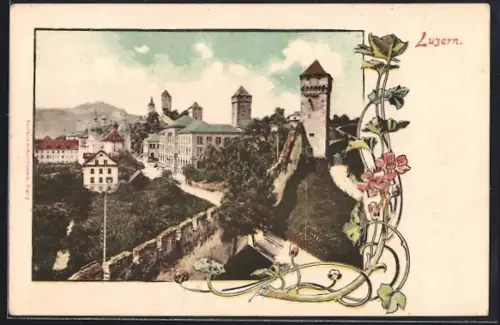 AK Luzern, Partie an der Stadtmauer