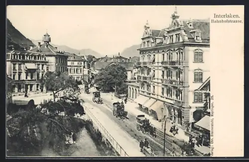 AK Interlaken, Blick auf die Bahnhofstrasse