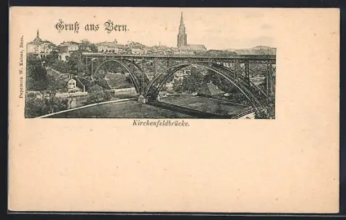 AK Bern, Gesamtansicht der Kirchenfeldbrücke