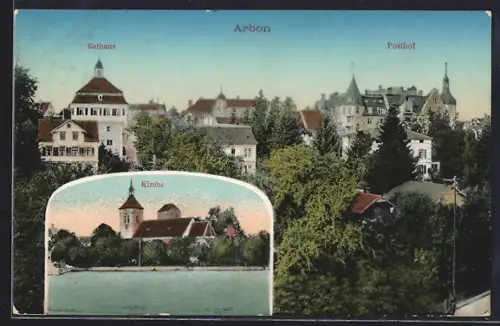 AK Arbon, Kirche, Rathaus und Posthof