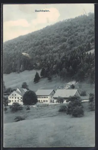 AK Bachthalen, Blick auf den Ort mit Hang