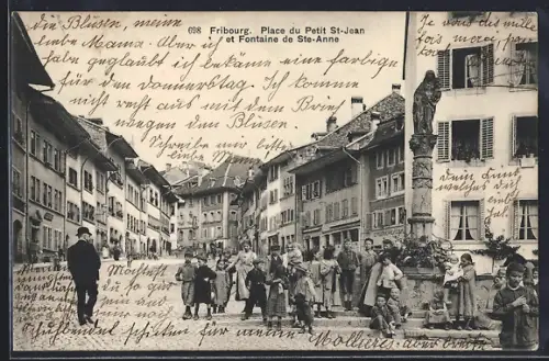 AK Fribourg, Place du Petit St-Jean et Fontaine de Ste-Anne