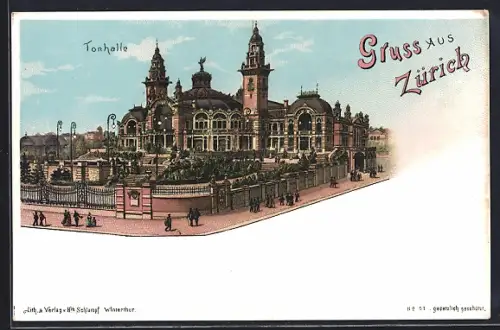 Lithographie Zürich, Passanten an der Tonhalle