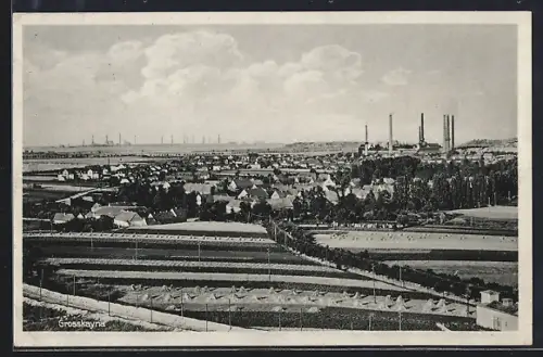 AK Grosskayna, Ortsansicht mit Fabrik und Wohnsiedlung