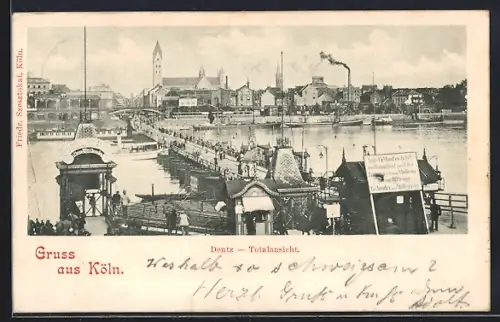 AK Köln-Deutz, Totalansicht, Rheinbrücke, Stadtpanorama