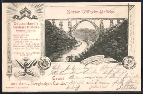 AK Müngsten, Kaiser Wilhelm-Brücke, Deutschlands höchste Brücke