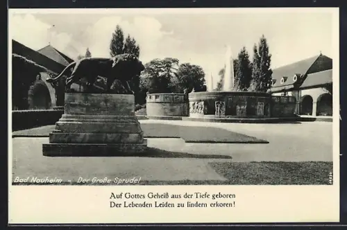 AK Bad Nauheim, Der Grosse Sprudel, Löwenstatue
