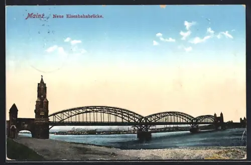 AK Mainz, Neue Eisenbahnbrücke