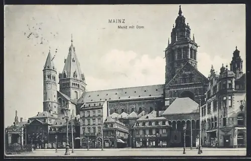 AK Mainz, Markt mit Dom