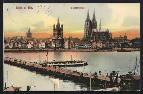 AK Köln, Totalansicht mit Dom