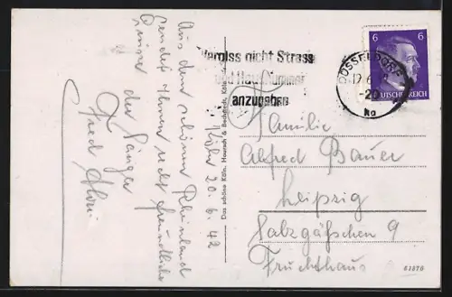 AK Köln, Uferpartie mit Dom im Scheinwerferlicht