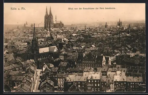AK Köln a. Rh., Blick von der Kreuzblume der Herz Jesukirche mit Dom