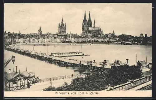 AK Köln, Stadtpanorama mit Brücke