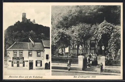 AK Godesberg, Aennchen-Haus und die Godesburg, Lindengarten
