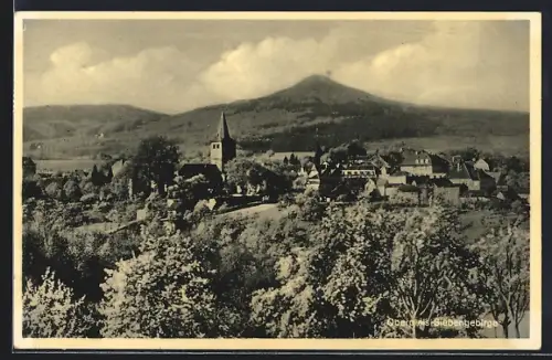 AK Oberpleis /Siebengebirge, Ortsansicht mit Kirche